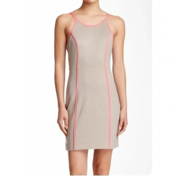 NWT TRINA TURK Yvette Dress Gray and Pink Sleeveless Size 8 - Picture 1 of 7